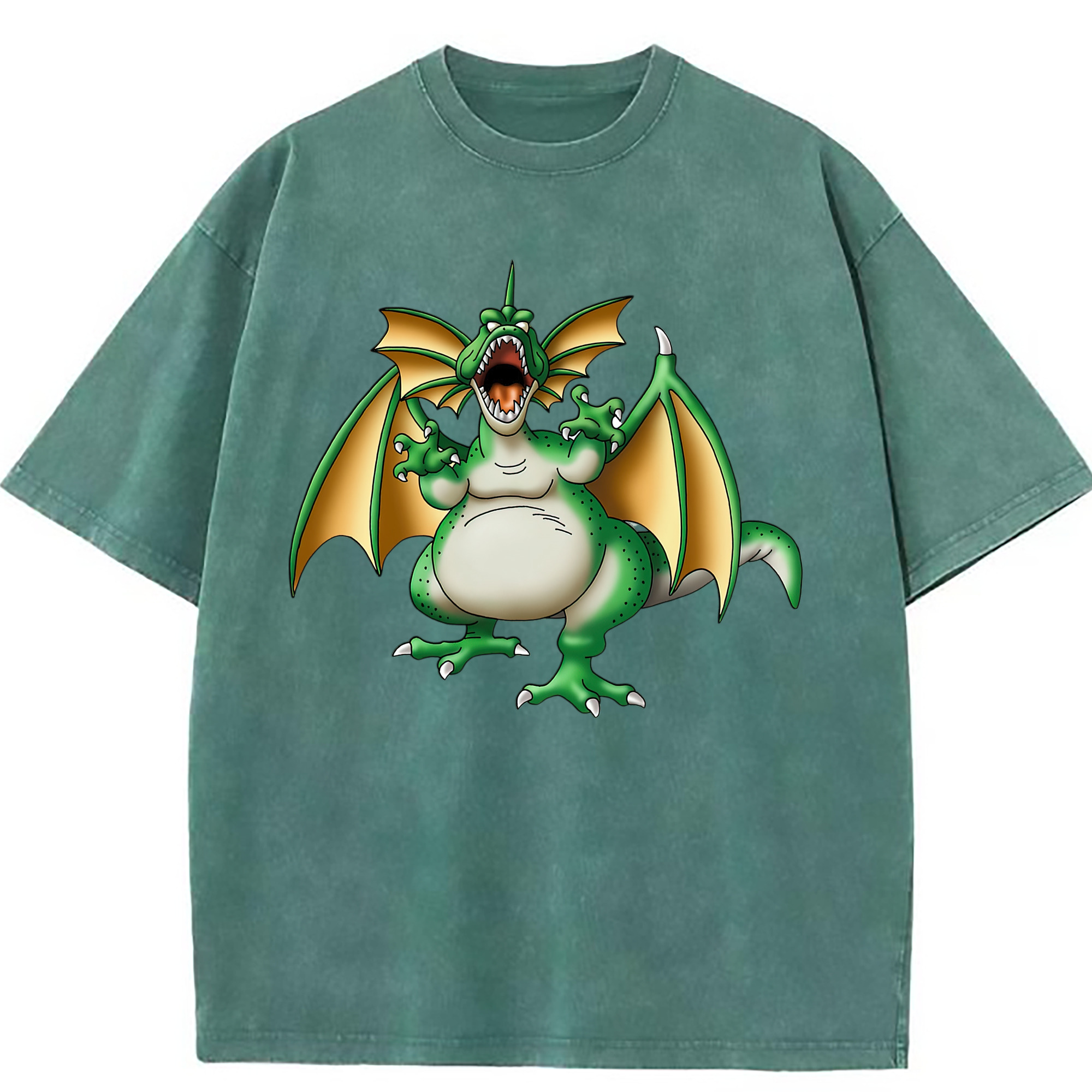 （画像用） ドラゴンクエスト Doragon Kuesuto Dragon Quest 綿100% ヴィンテージ風 半袖Tシャツ（フロントプリント）